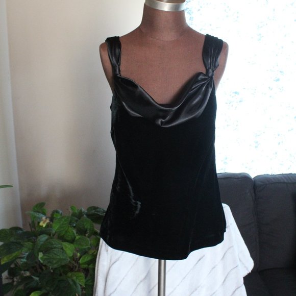 Ann Taylor Velvet Black and Silk Cowl Neck Top - Picture 2 of 4